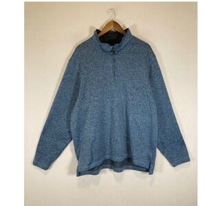 Outdoor Wrangler Authentics Mens 2XL Blue Marled Quarter Zip Sweater Fleece